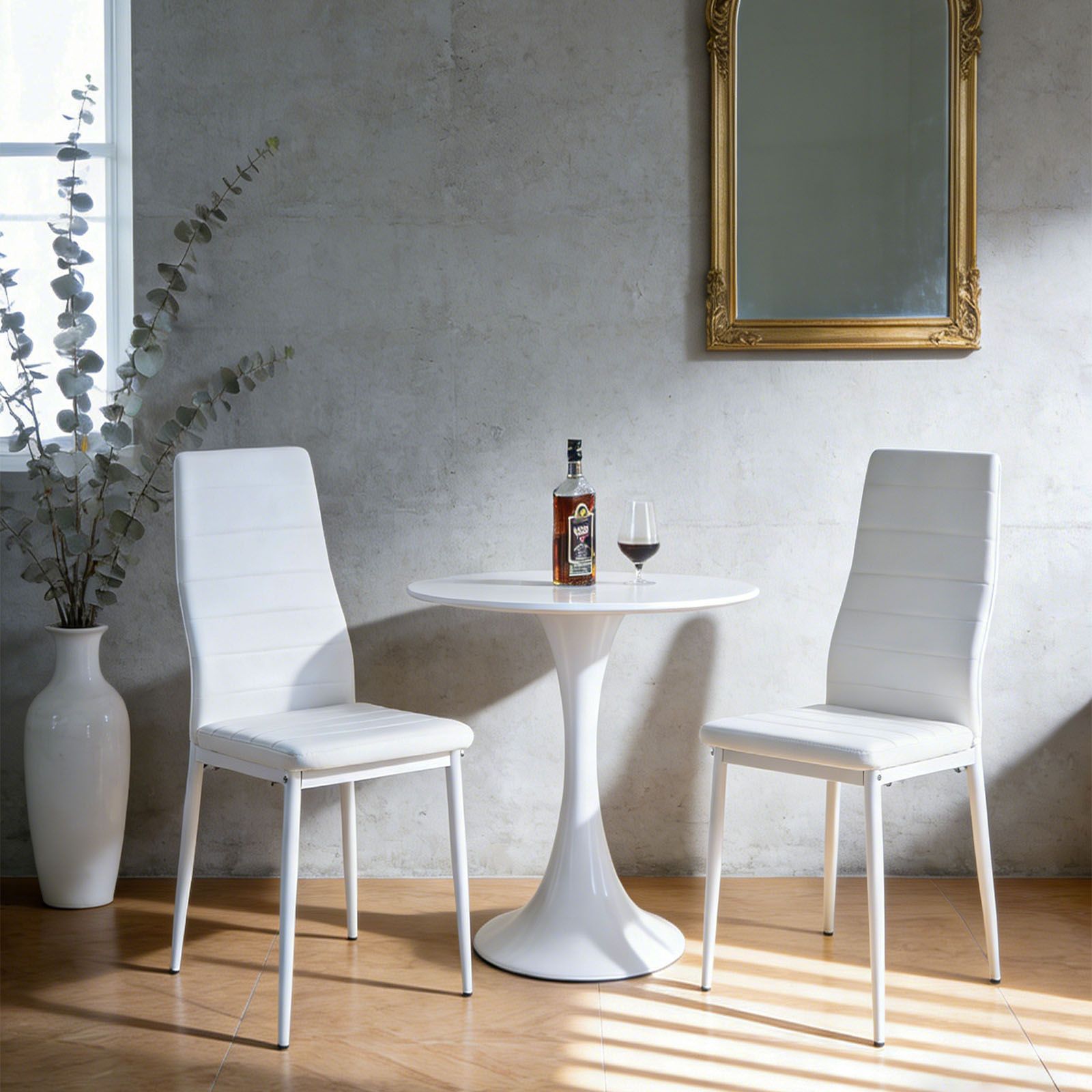 【ホワイト4脚】ダイニングチェア 椅子 レザー　食卓　レトロ モダン 北欧 ダイニングチェア 4脚セット レザー 椅子 イス 食卓椅子 レトロ 北欧