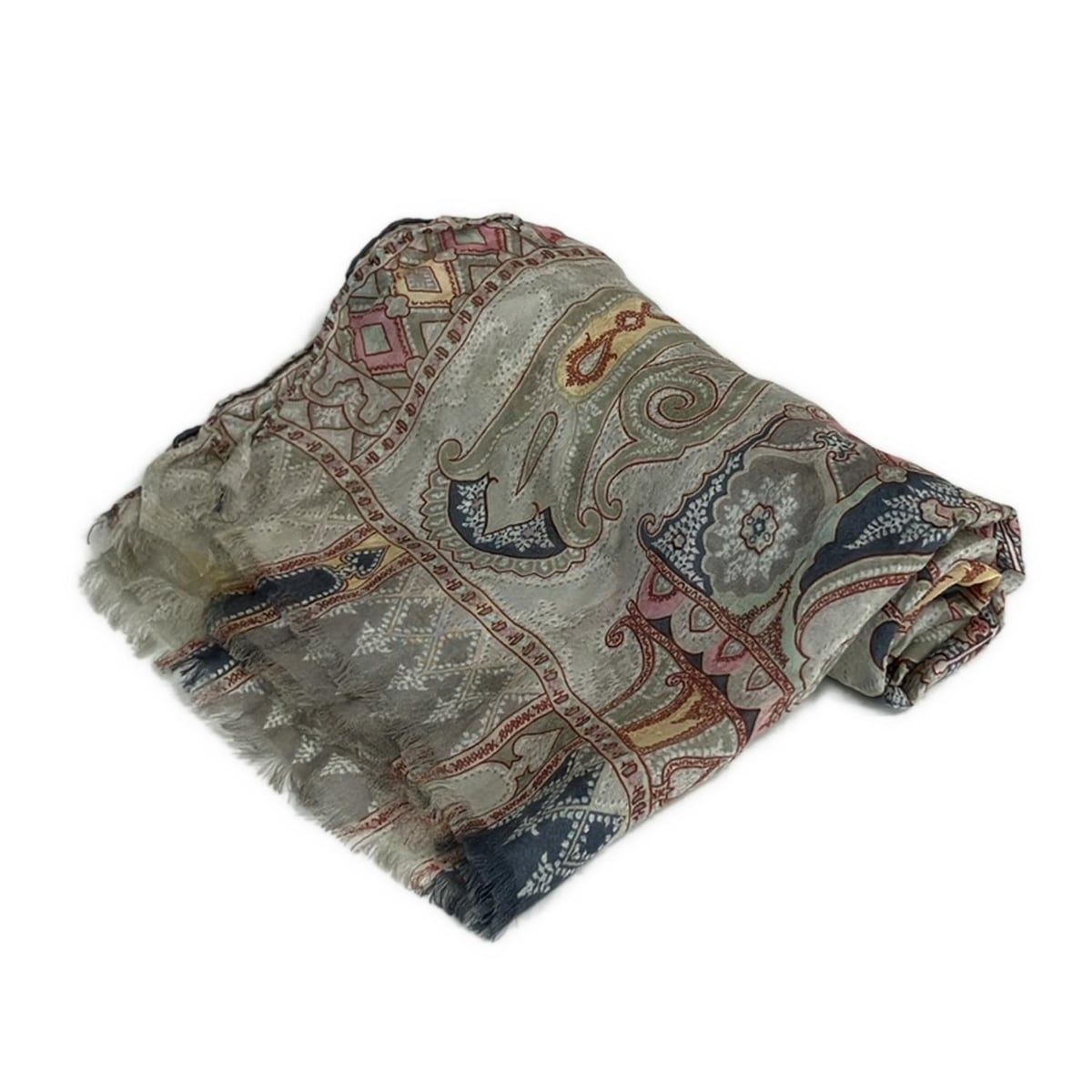 ETRO(エトロ) ストール(ショール)美品 - ライトグレー×ピンク×マルチ