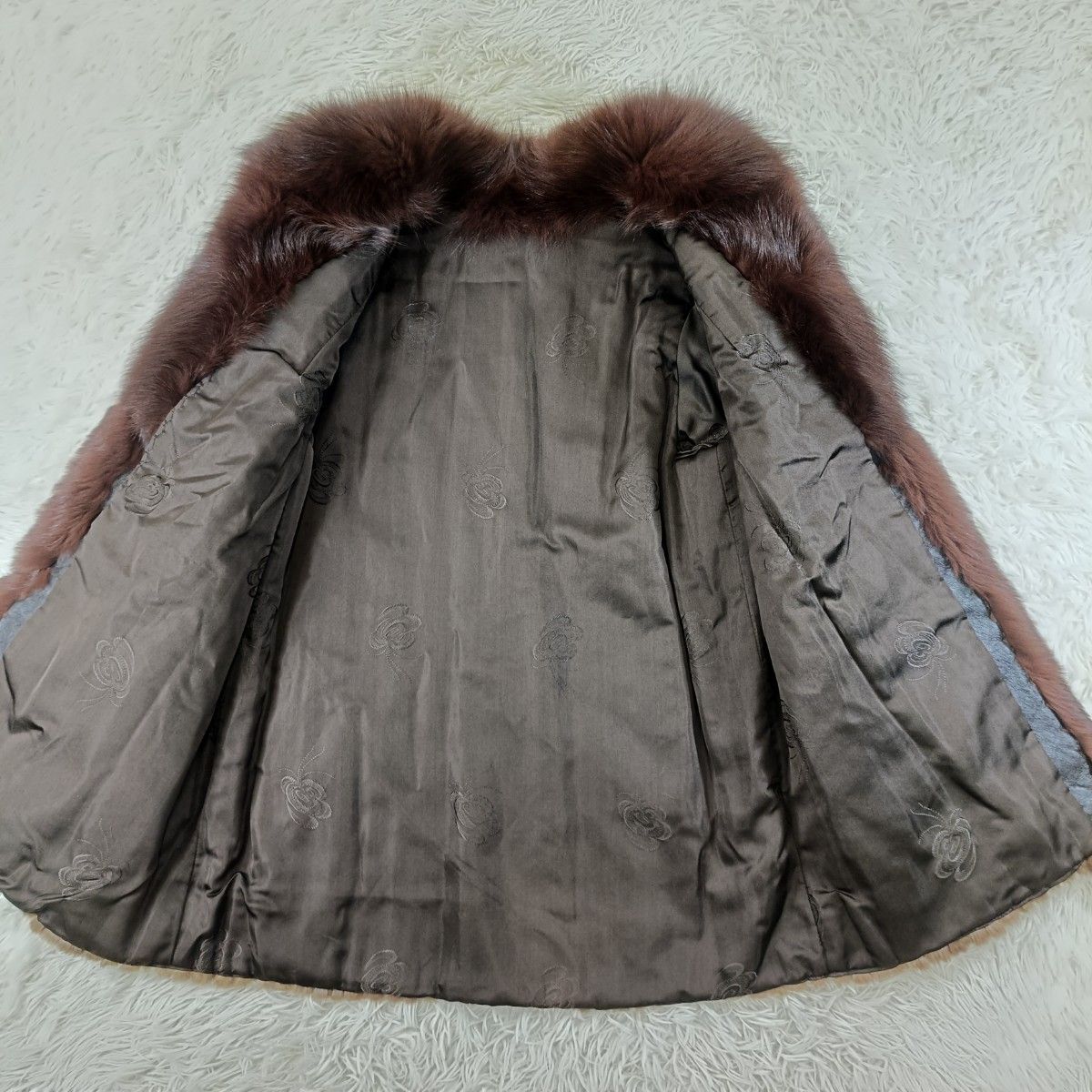 美品　リアルファージャケット　ハーフコート　毛皮　ミンク　アウター ファーコート シェアードミンクコート フォックス襟 リアルファー 貂