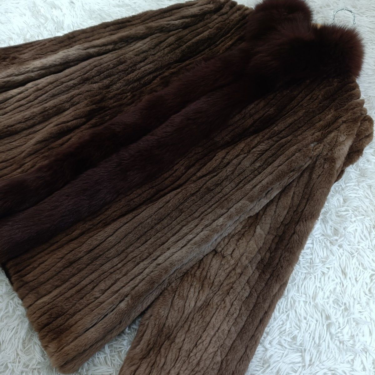 ファーコート シェアードミンクコート フォックス襟 リアルファー 貂