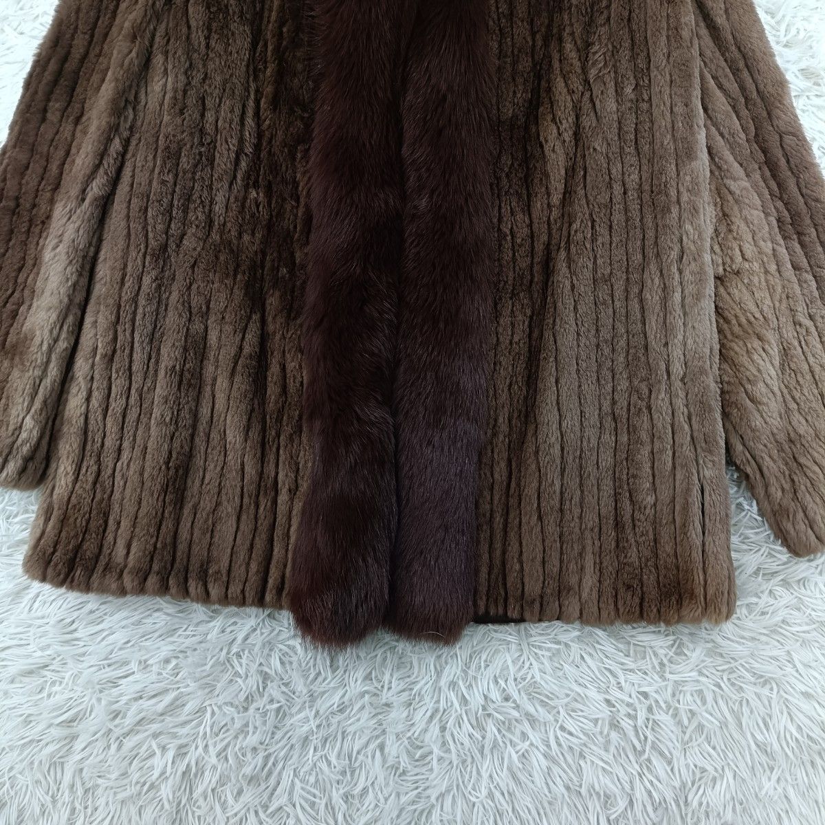 ファーコート シェアードミンクコート フォックス襟 リアルファー 貂