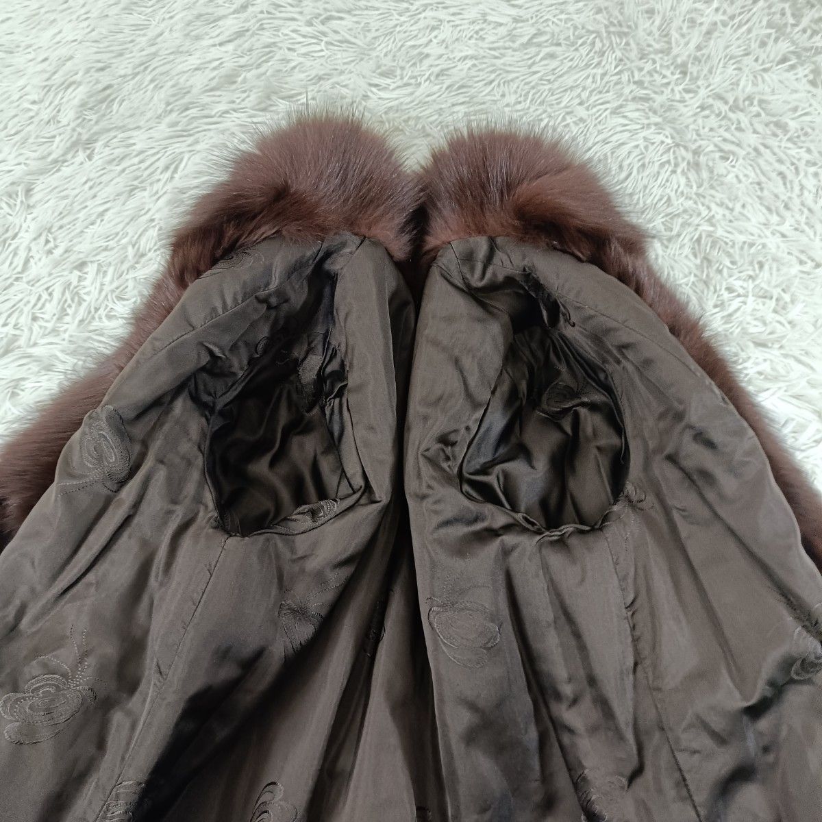 ファーコート シェアードミンクコート フォックス襟 リアルファー 貂