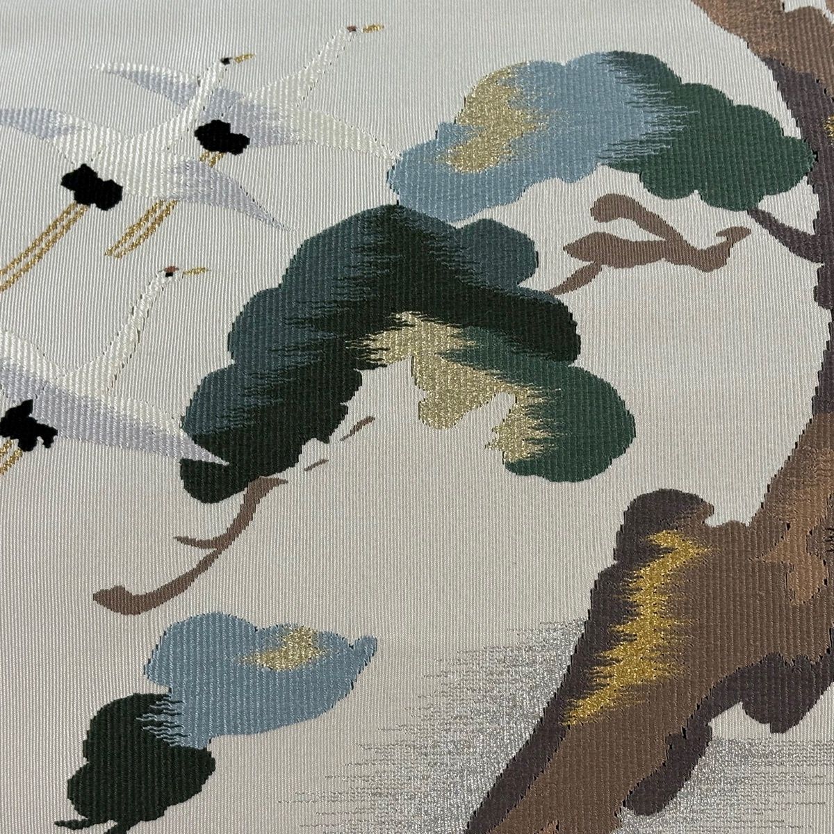 専用帯5002 ●高級 正絹 爪掻き本綴れ 松葉仕立て 名古屋帯 千鳥 美品】 名古屋帯 名品 証紙 共箱付 八寸名古屋帯 松葉仕立て 松 鶴