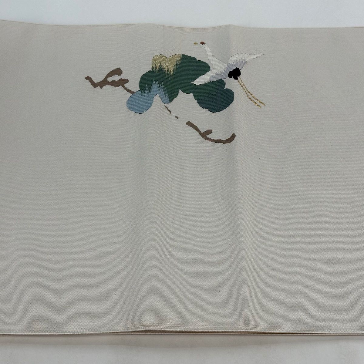 美品】 名古屋帯 名品 証紙 共箱付 八寸名古屋帯 松葉仕立て 松 鶴