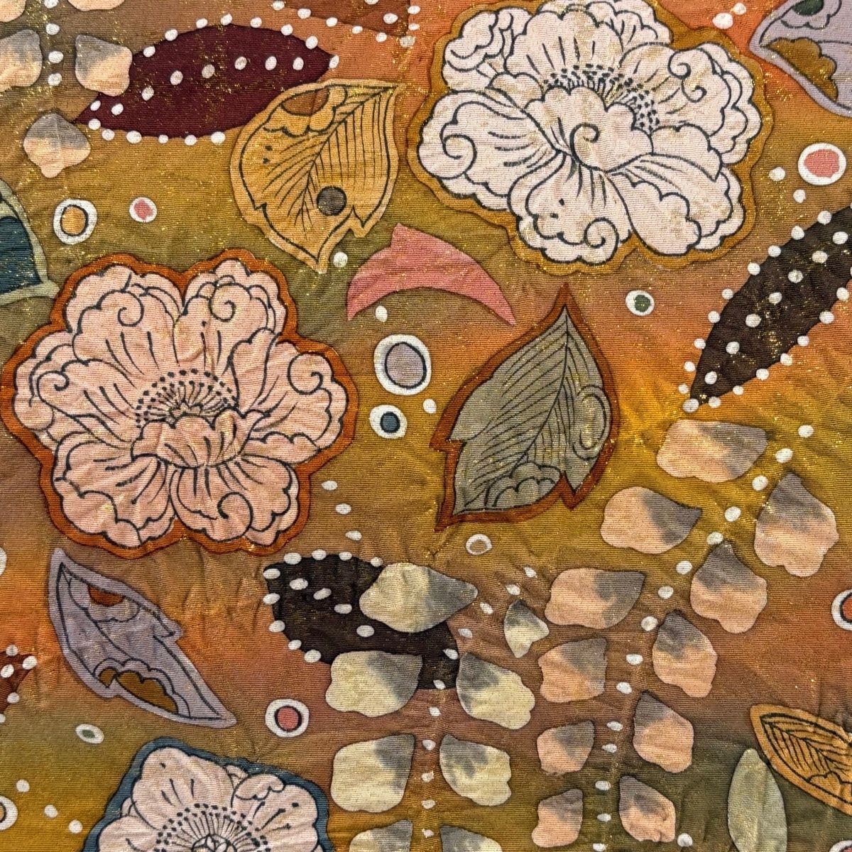 美品】 袋帯 名品 落款 辻が花 金糸 ぼかし 山吹色 お太鼓柄 正絹