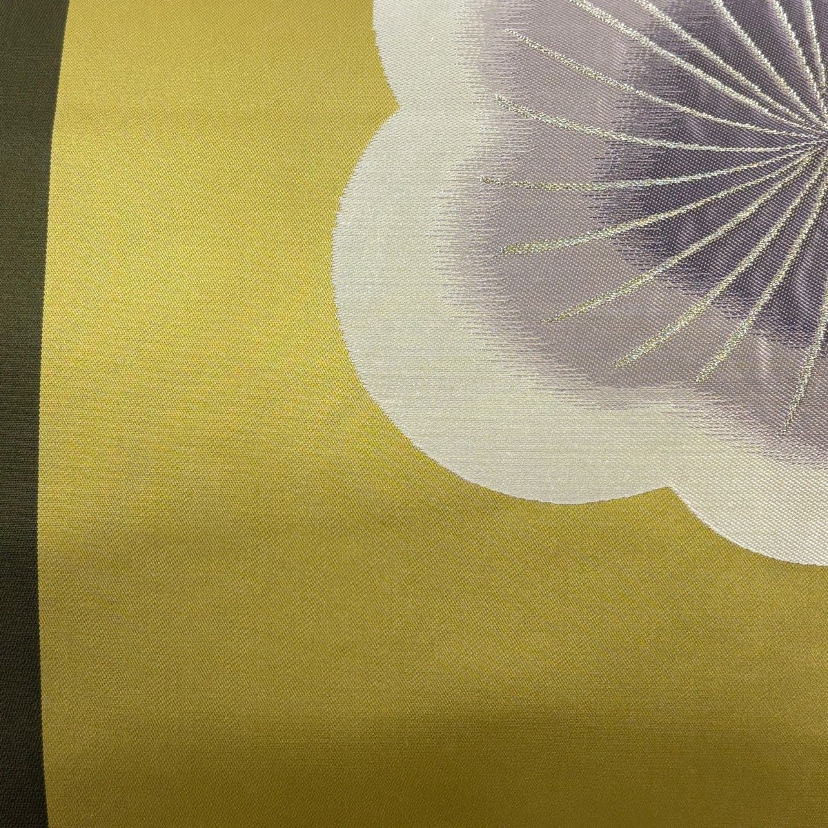 袋帯 名品 辻村ジュサブロー 落款 梅 金糸 鶯色 六通 正絹 【中古