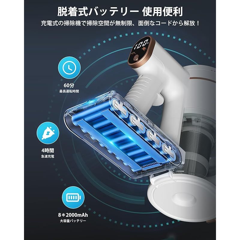 掃除機　強力　LEDライト　液晶ディスプレイ　コードレス　サイクロン式　新品 Amazon.co.jp: 掃除機 コードレス【2024革新モデル&55Kpa超強力吸引