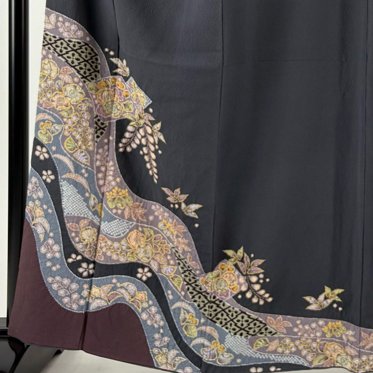 付下げ 身丈164cm 裄丈68.5cm L 袷 翠山工房 やまと 落款 辻が花 流水