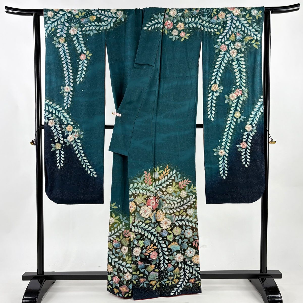 美品】 振袖 身丈162.5cm 裄丈67cm M 袷 翠山工房 落款 辻ヶ花 霞 銀