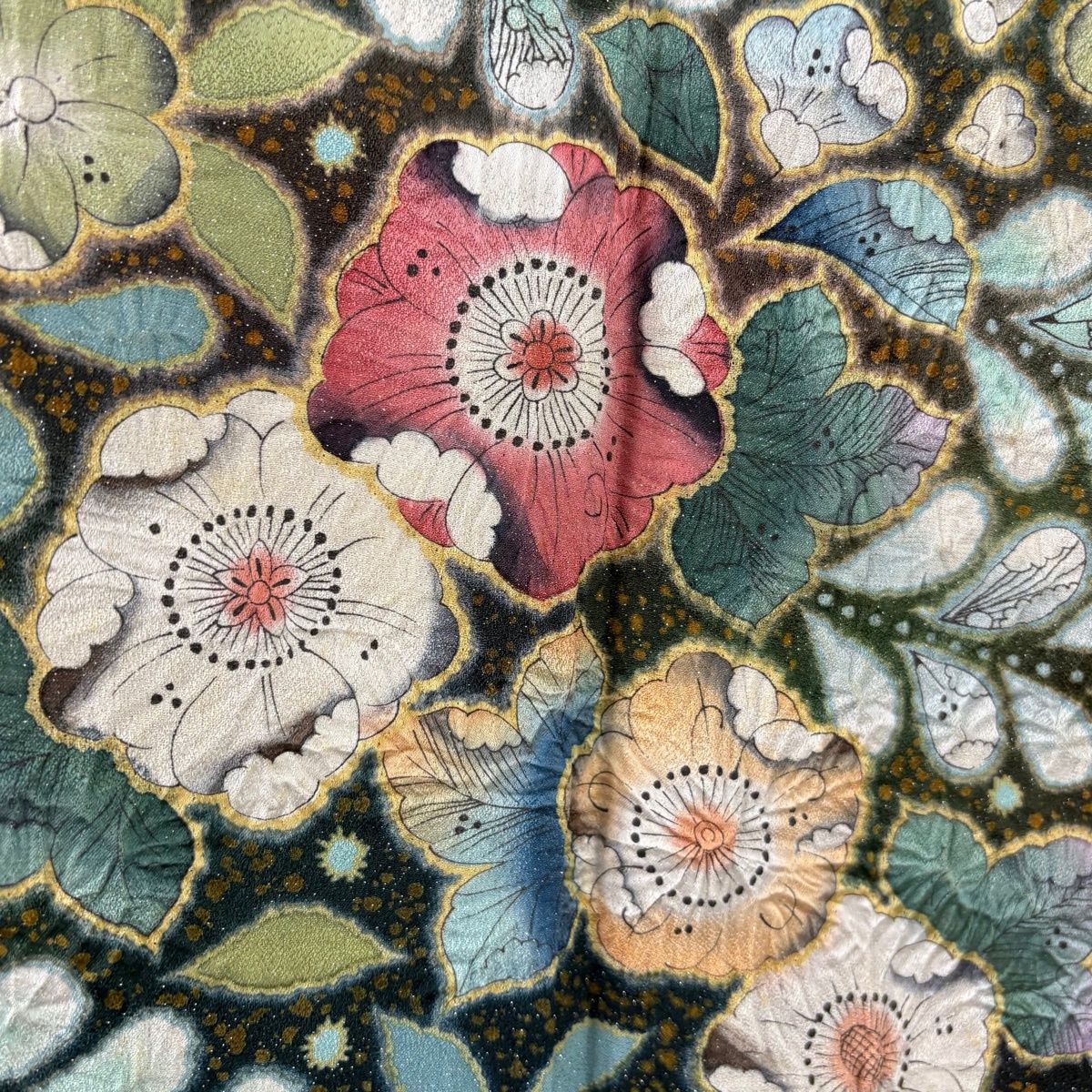 美品】 振袖 身丈162.5cm 裄丈67cm M 袷 翠山工房 落款 辻ヶ花 霞 銀