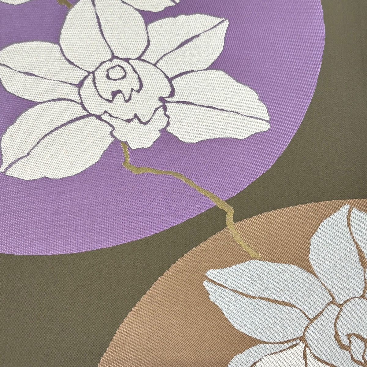 美品】 袋帯 逸品 辻村ジュサブロー 落款 枝花 焦茶色 六通 正絹