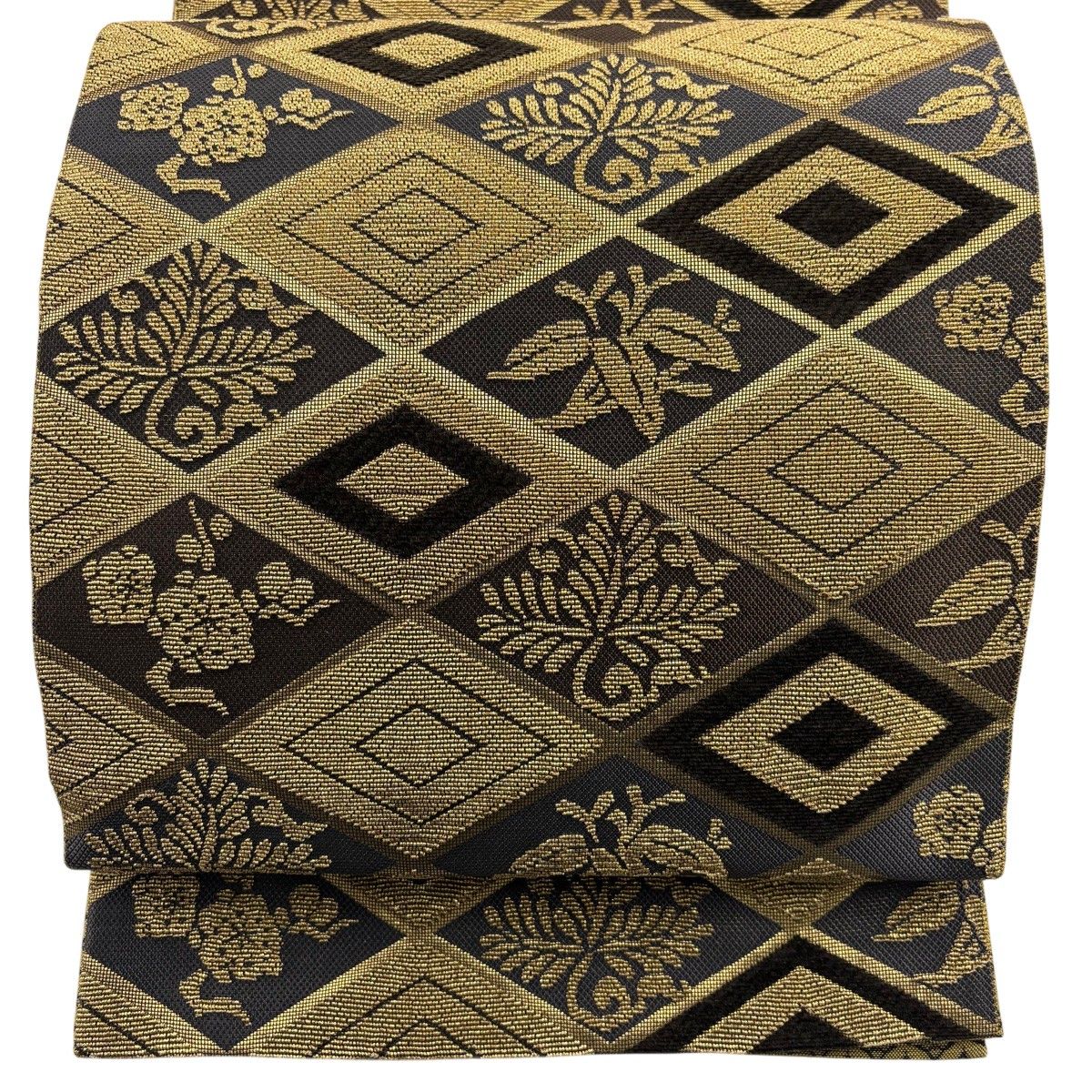 美品】 袋帯 逸品 誉田屋源兵衛 落款 金華燦 菱 笹 奈輪織 ビロード調