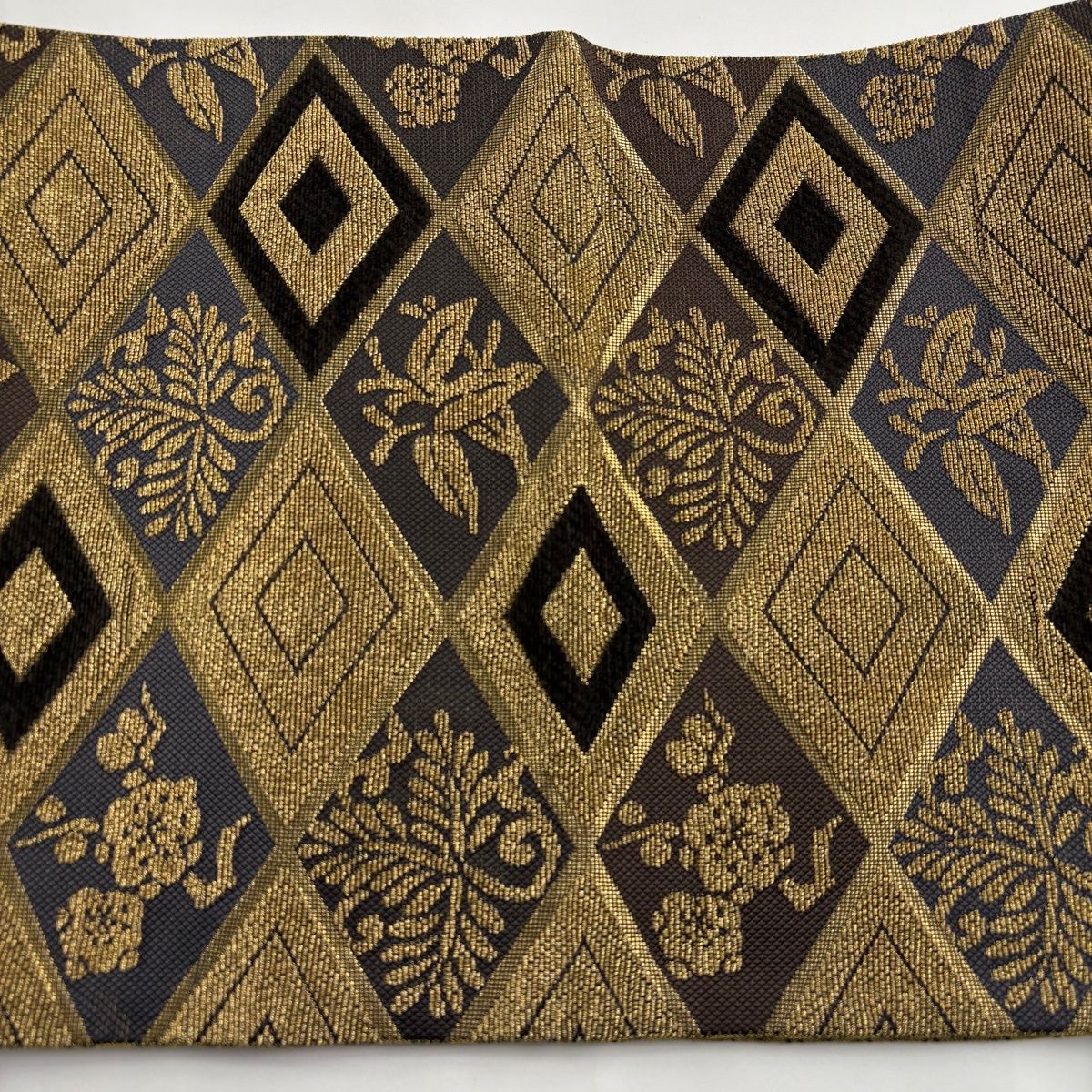 美品】 袋帯 逸品 誉田屋源兵衛 落款 金華燦 菱 笹 奈輪織 ビロード調