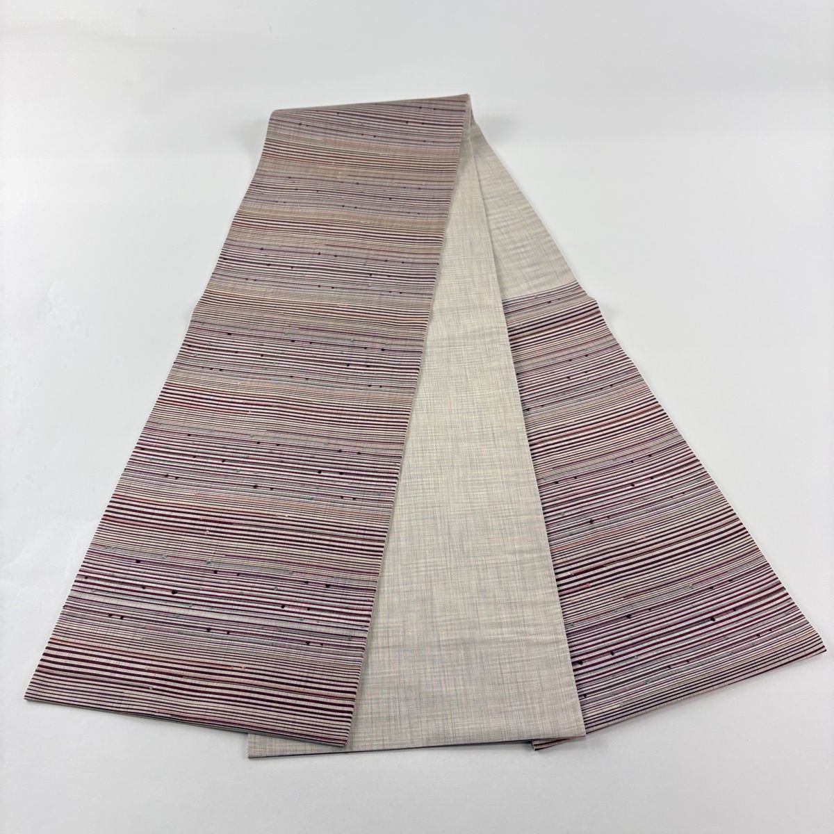 美品】 袋帯 秀品 縞 茶紫 六通 正絹 【中古】 - メルカリ