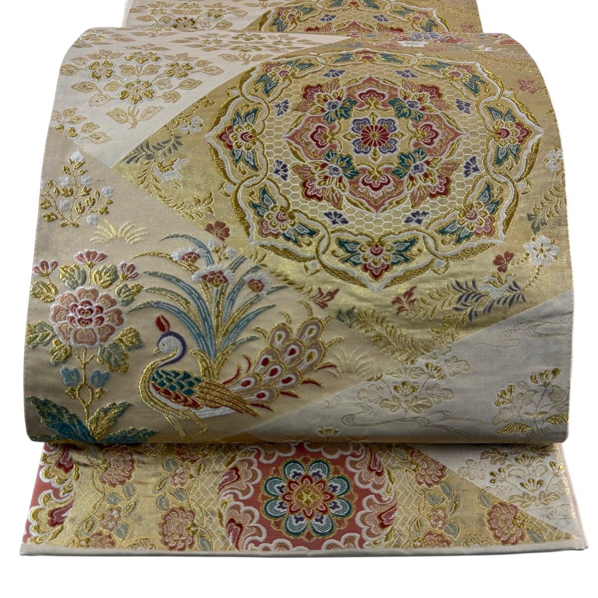 SO-406 袋帯 六通 正絹 銀箔 銀糸 金糸 孔雀 豪華 SO-406 袋帯 六通 正絹 銀箔 銀糸 金糸 孔雀 豪華 【公式通販】