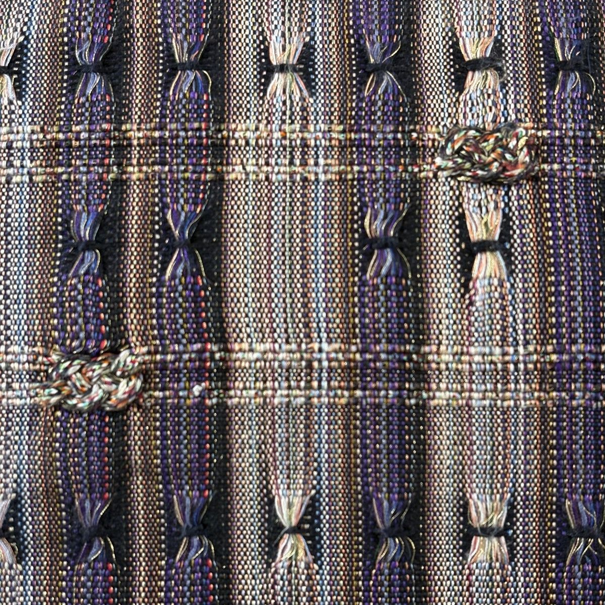 名古屋帯 秀品 八寸名古屋帯 松葉仕立て 縞 幾何学模様 金糸 紫 正絹