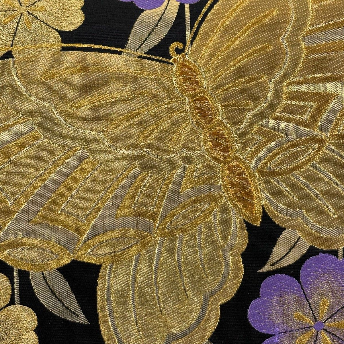 袋帯 秀品 振袖向き 蝶 枝垂桜 金糸 箔 黒 六通 正絹 【中古】 - メルカリ