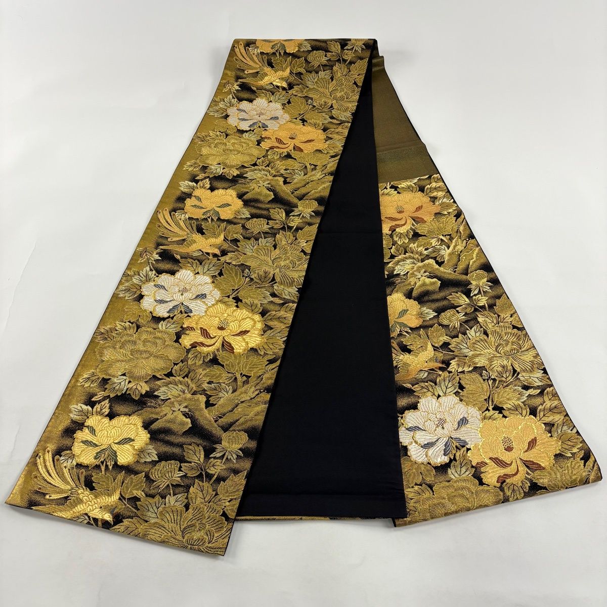 袋帯 秀品 鳳凰牡丹蒔絵 箔 金糸 金色 六通 正絹 【中古】 - メルカリ