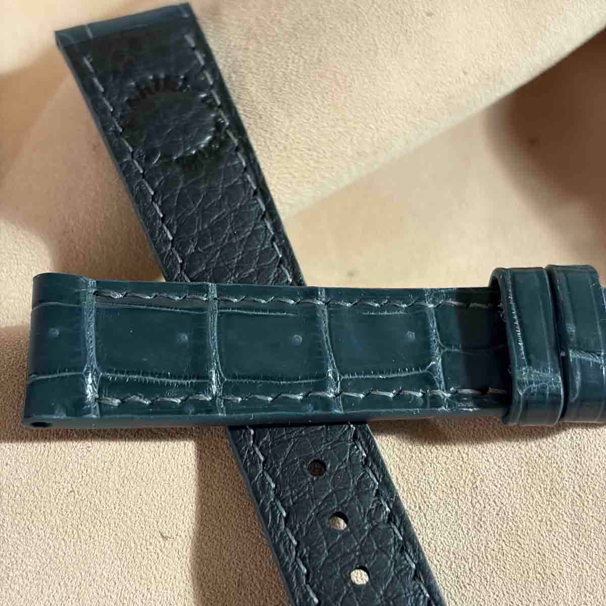 cro-2026 クロコダイル 腕時計ベルト ブルーグレー (ラグ幅19 mm