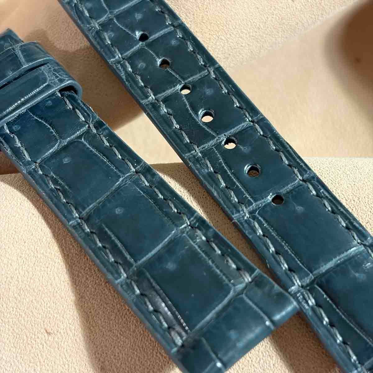 cro-2026 クロコダイル 腕時計ベルト ブルーグレー (ラグ幅19 mm