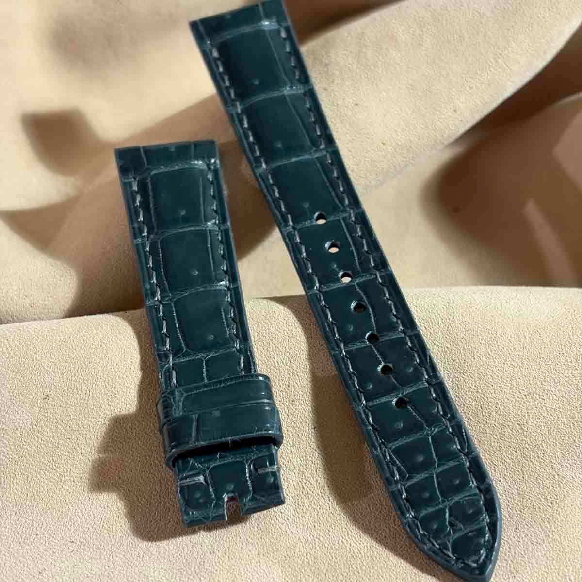 cro-2026 クロコダイル 腕時計ベルト ブルーグレー (ラグ幅19 mm