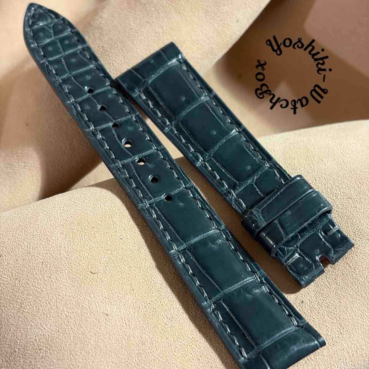cro-2026 クロコダイル 腕時計ベルト ブルーグレー (ラグ幅19 mm