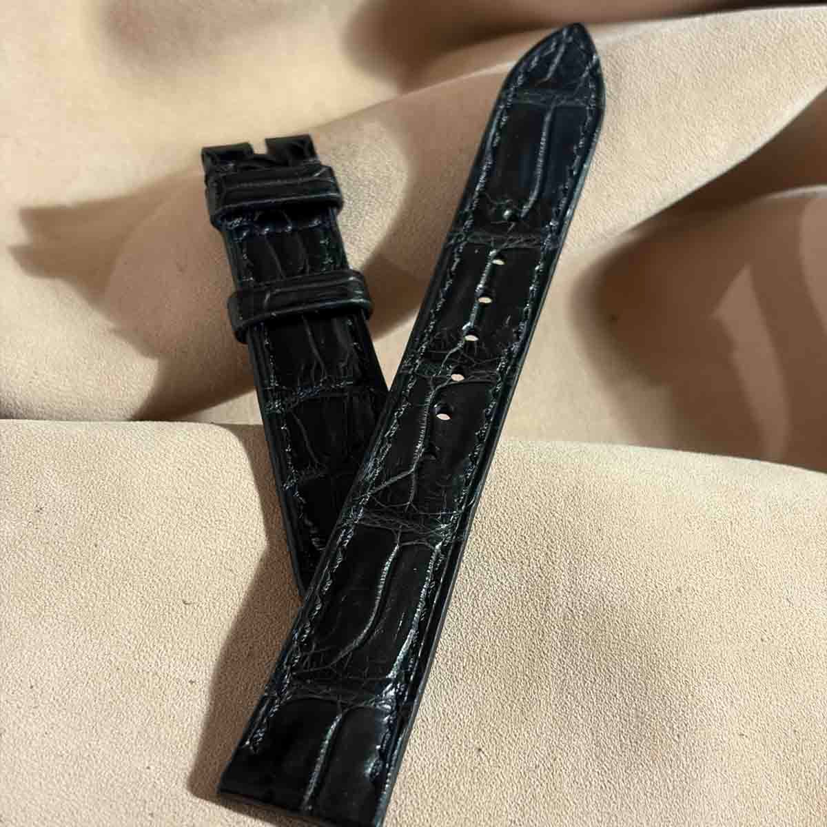 cro-1916 クロコダイル 腕時計ベルト ブラック ラグ幅18mm cro-2027 クロコダイル 腕時計ベルト ブラック (ラグ幅19 mm