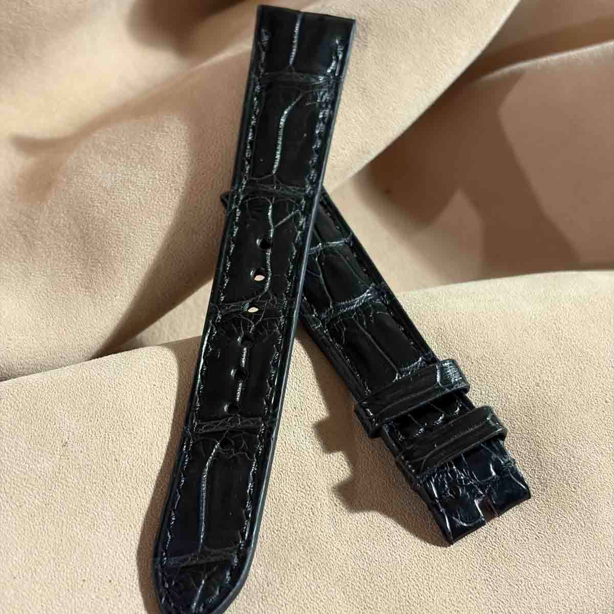 cro-2027 クロコダイル 腕時計ベルト ブラック (ラグ幅19 mm