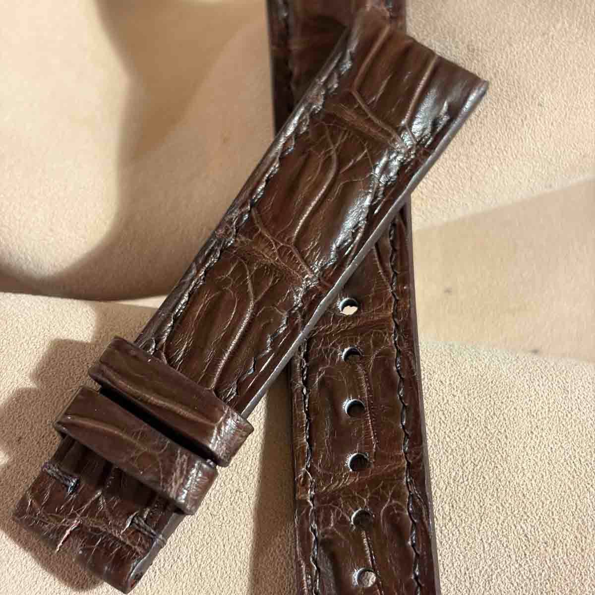 cro-2028 クロコダイル 腕時計ベルト ブラウン (ラグ幅19 mm