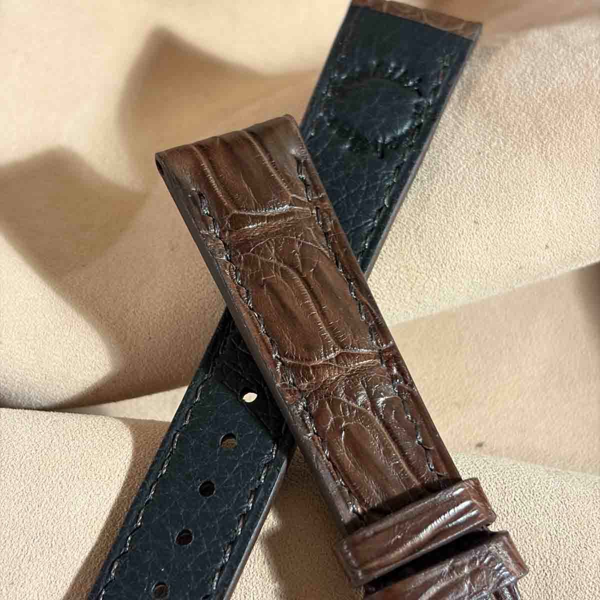 cro-2028 クロコダイル 腕時計ベルト ブラウン (ラグ幅19 mm