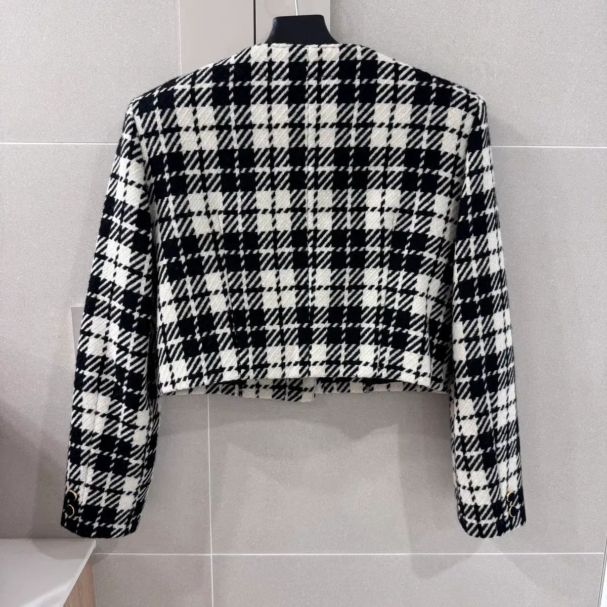 チェックツイード クロップド ウールジャケット - メルカリ