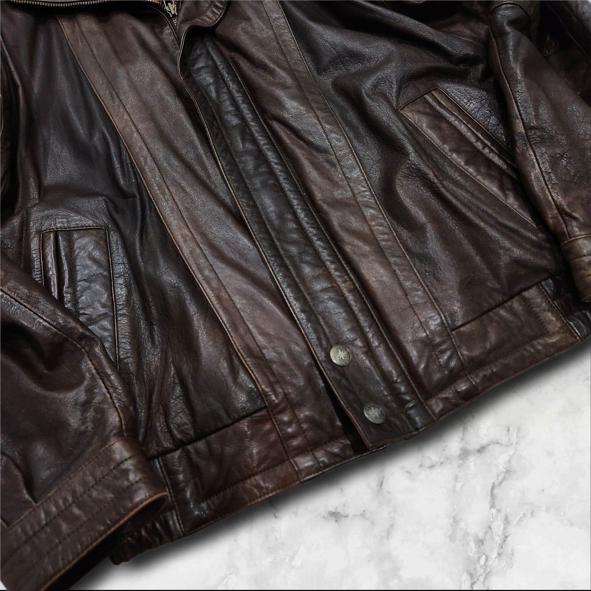 90s A-2 フライトジャケット レザージャケット 羊革 ラムスキン 短丈