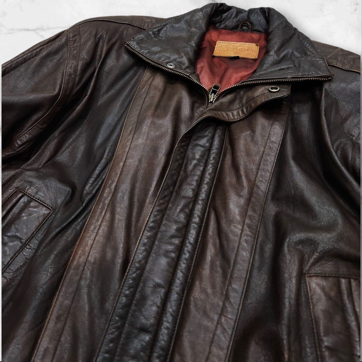 90s A-2 フライトジャケット レザージャケット 羊革 ラムスキン 短丈