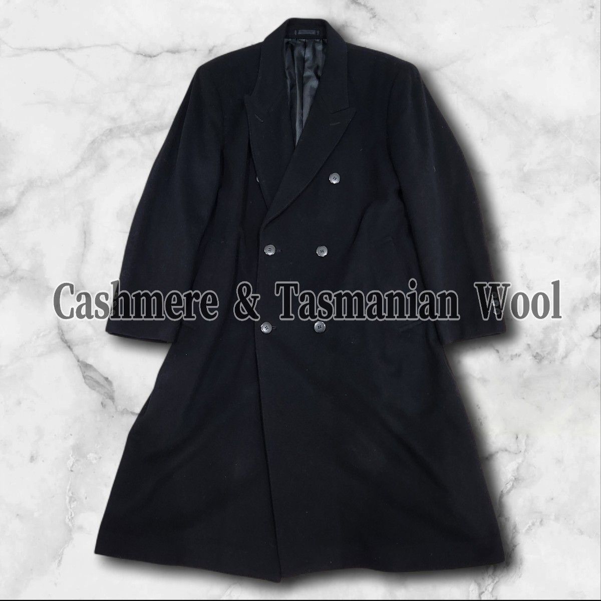 MEN'S PISON ダブルチェスターコート ロング丈 カシミヤ タスマニア