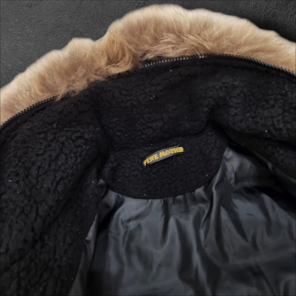 00s archive real fur short down jacket shiny black y2k grunge
