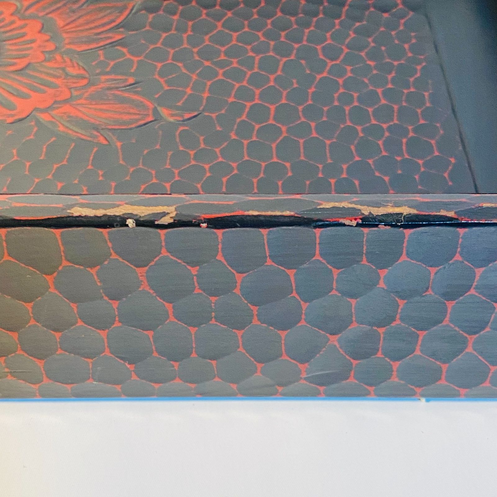 鎌倉彫　衣装箱 鎌倉彫 衣装盆 乱れ箱 W約57.5cm D36cm H約7.5cm 衣装箱 木製 工芸品