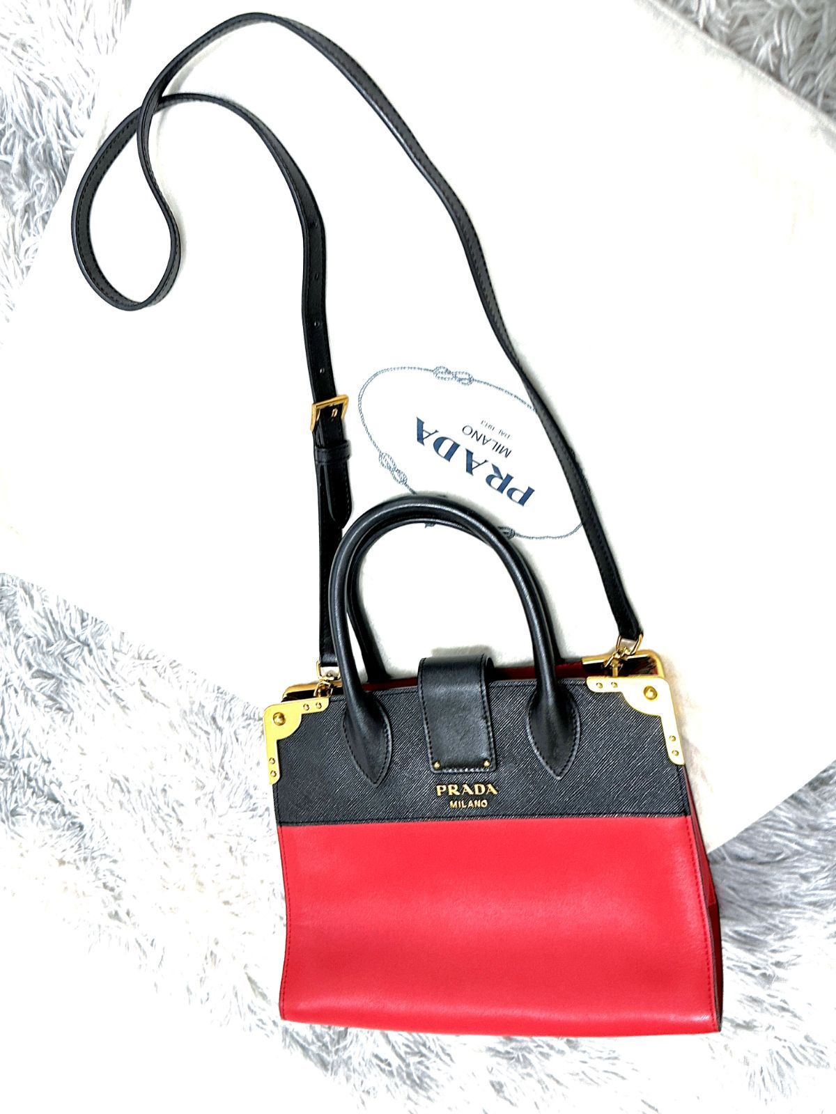 極美品 レア PRADA プラダ サフィアーノ カイエ 2way レザー