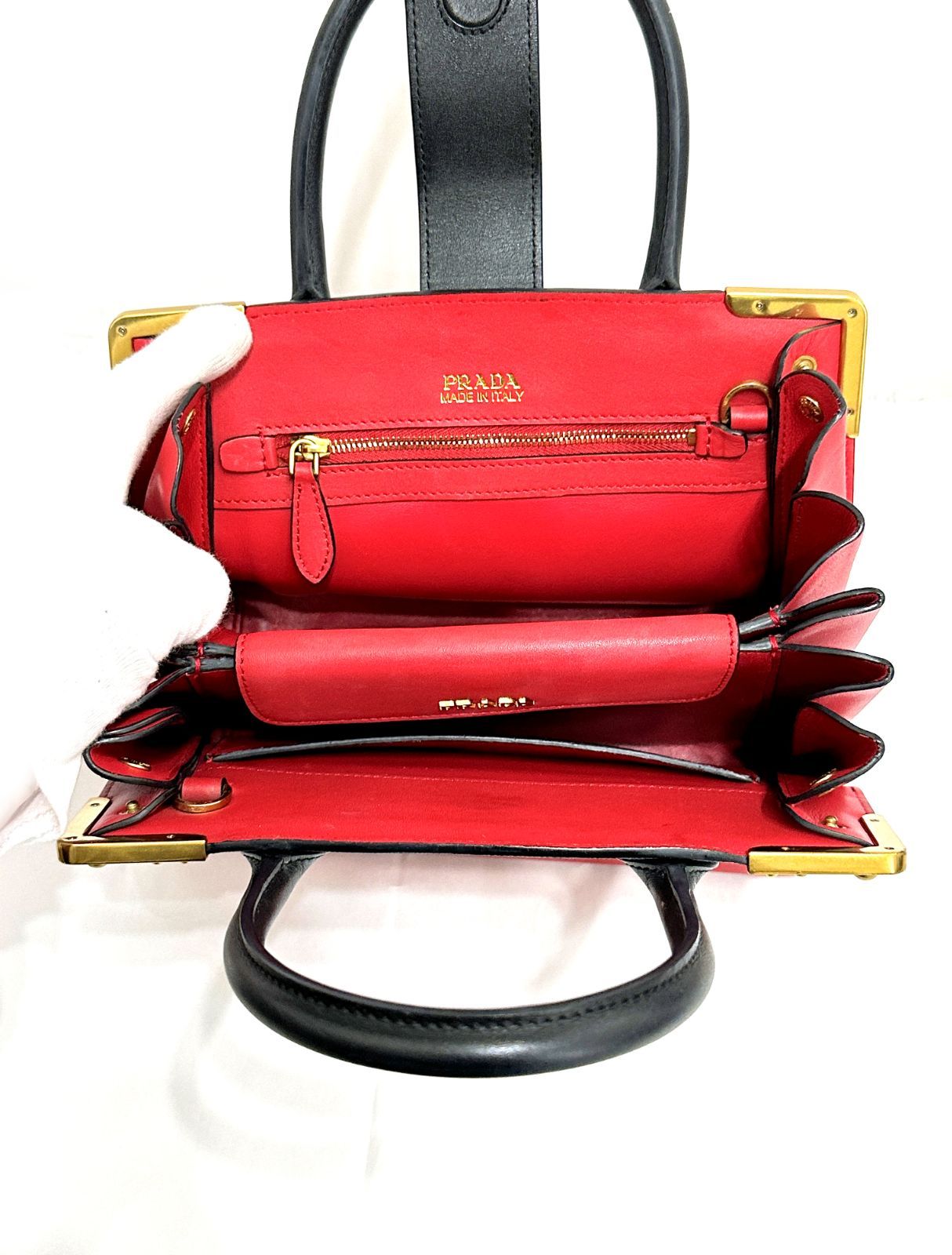 極美品 レア PRADA プラダ サフィアーノ カイエ 2way レザー