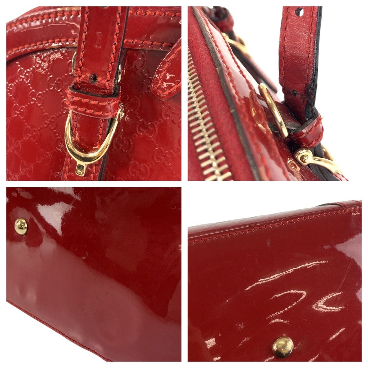 GUCCI グッチ マイクログッチシマ レッド ゴールド金具 エナメル 