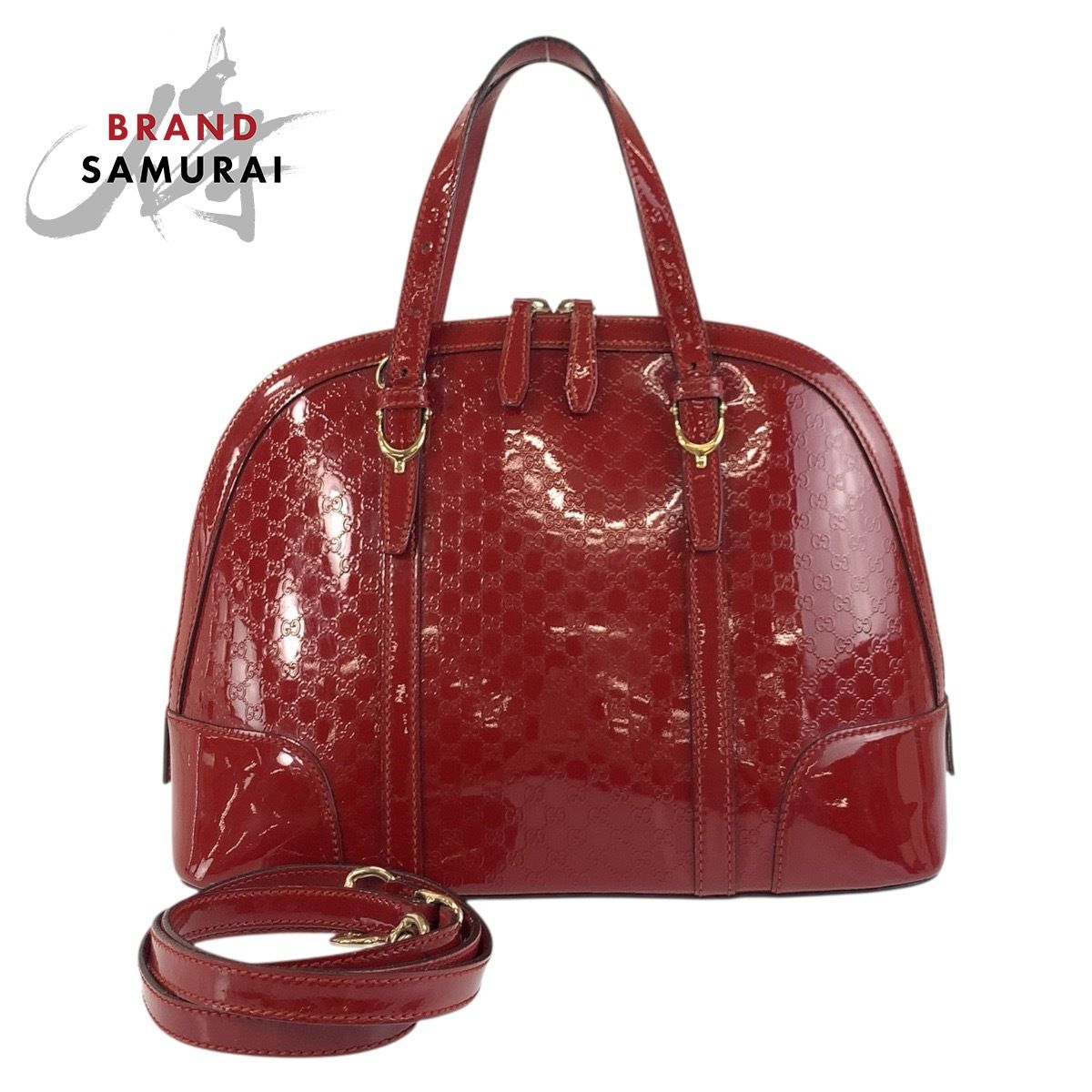 GUCCI グッチ マイクログッチシマ レッド ゴールド金具 エナメル 
