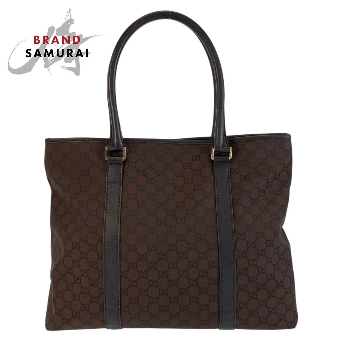 美品 GUCCI グッチ GG柄 ブラウン シルバー金具 ナイロン/レザー 