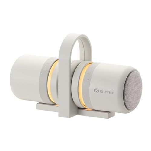 リズム RHYTHM Bluetooth スピーカー ステレオ対応 グッドデザイン賞 IP 67 防塵 防水 連続20時間再生 マグネット USB Type C 充電 DUO ライトグレー 13 21 7 5 cm