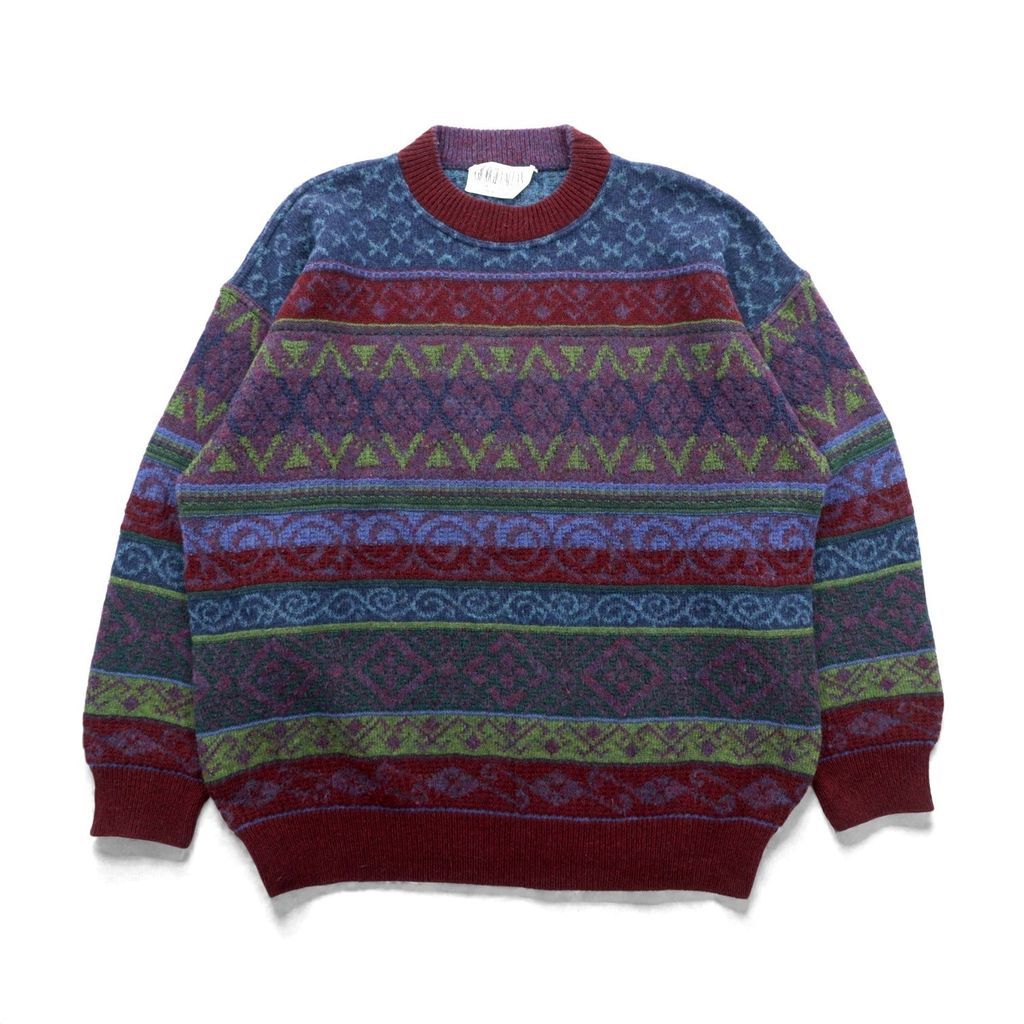 GIORGIO イタリア製 90s 総柄ニット ヴィンテージ　好配色　デザイン系 90s Italy Vintage Jacquard Knitwear GIORGIO ALLAN 総柄 フェア