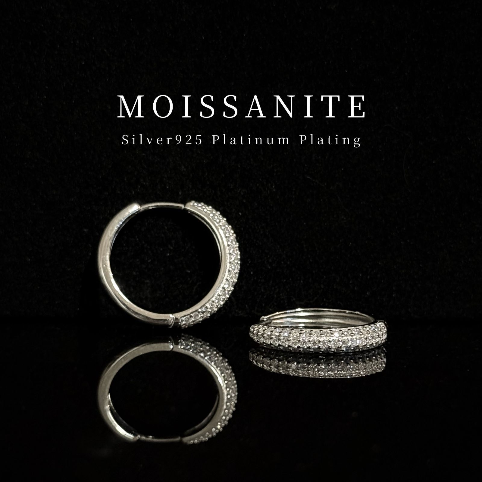 モアサナイト パヴェフープピアス S925プラチナ加工 金アレ対応 - メルカリ