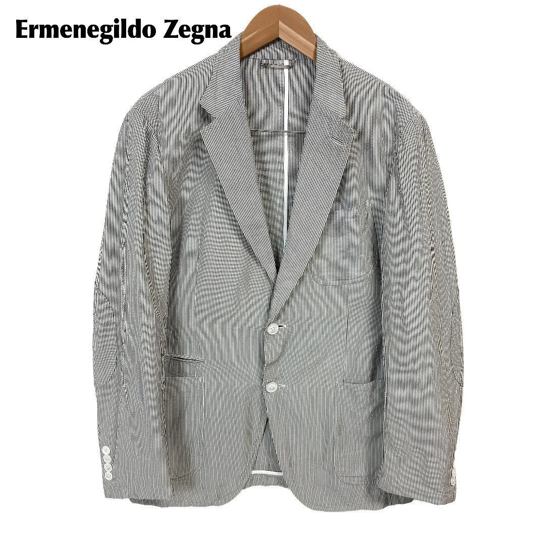 美品 エルメネジルド ゼニア シルク テーラードジャケット 50C シア