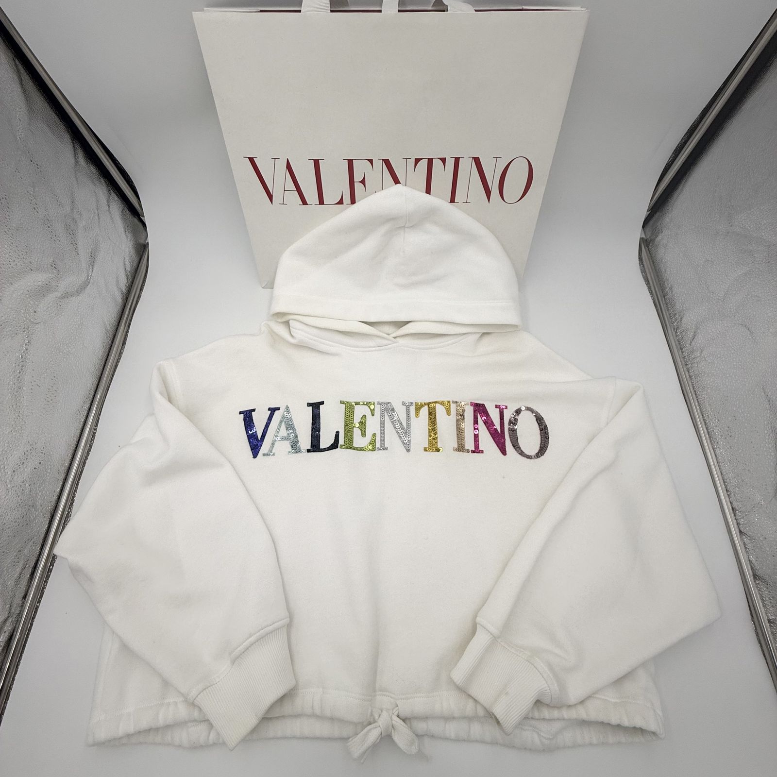 VALENTINO（ヴァレンティノ）ロゴ スパンコール フーディ パーカー