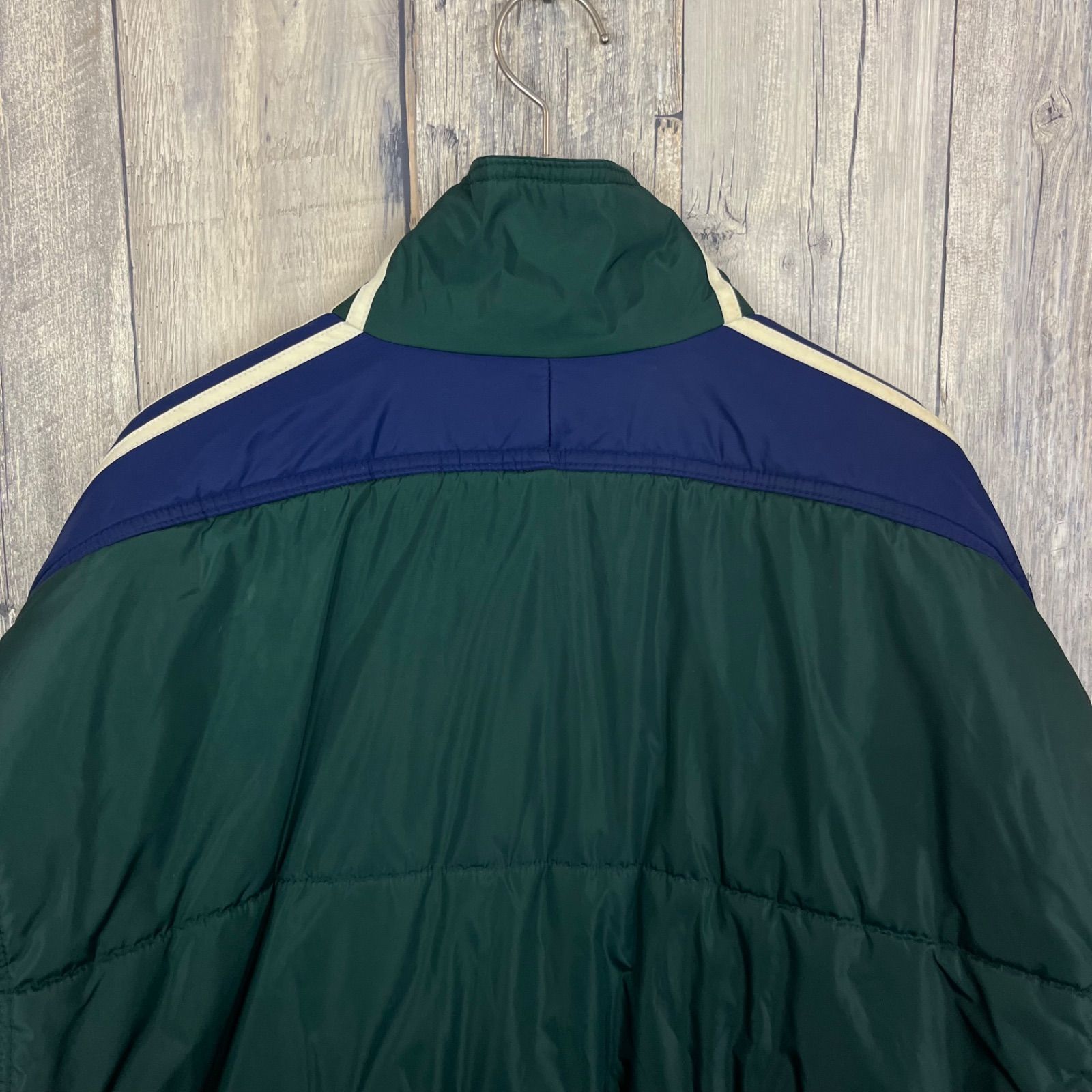 OLD adidas 90s アディダス グリーン × ネイビー 3本ライン 中綿 