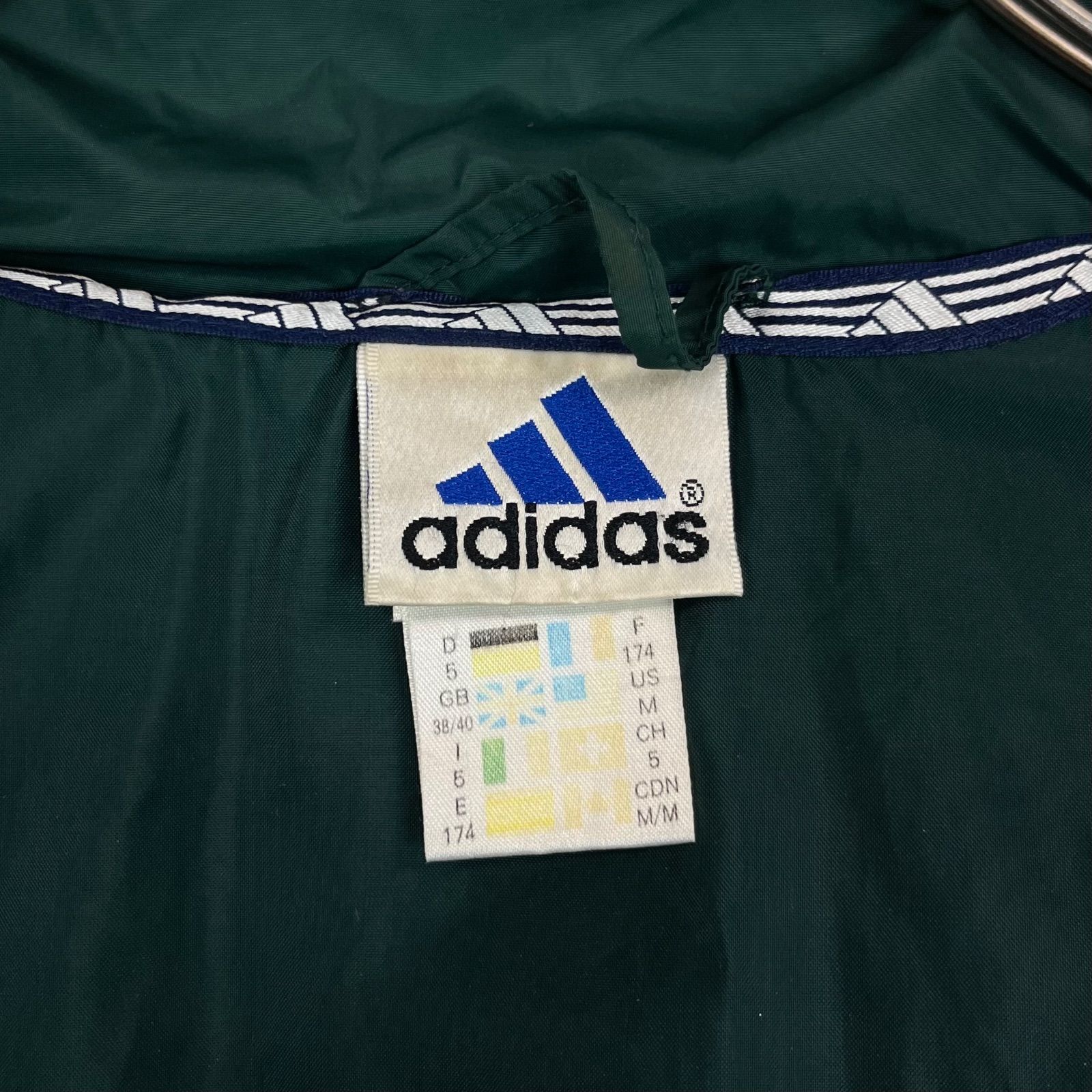 OLD adidas 90s アディダス グリーン × ネイビー 3本ライン 中綿 