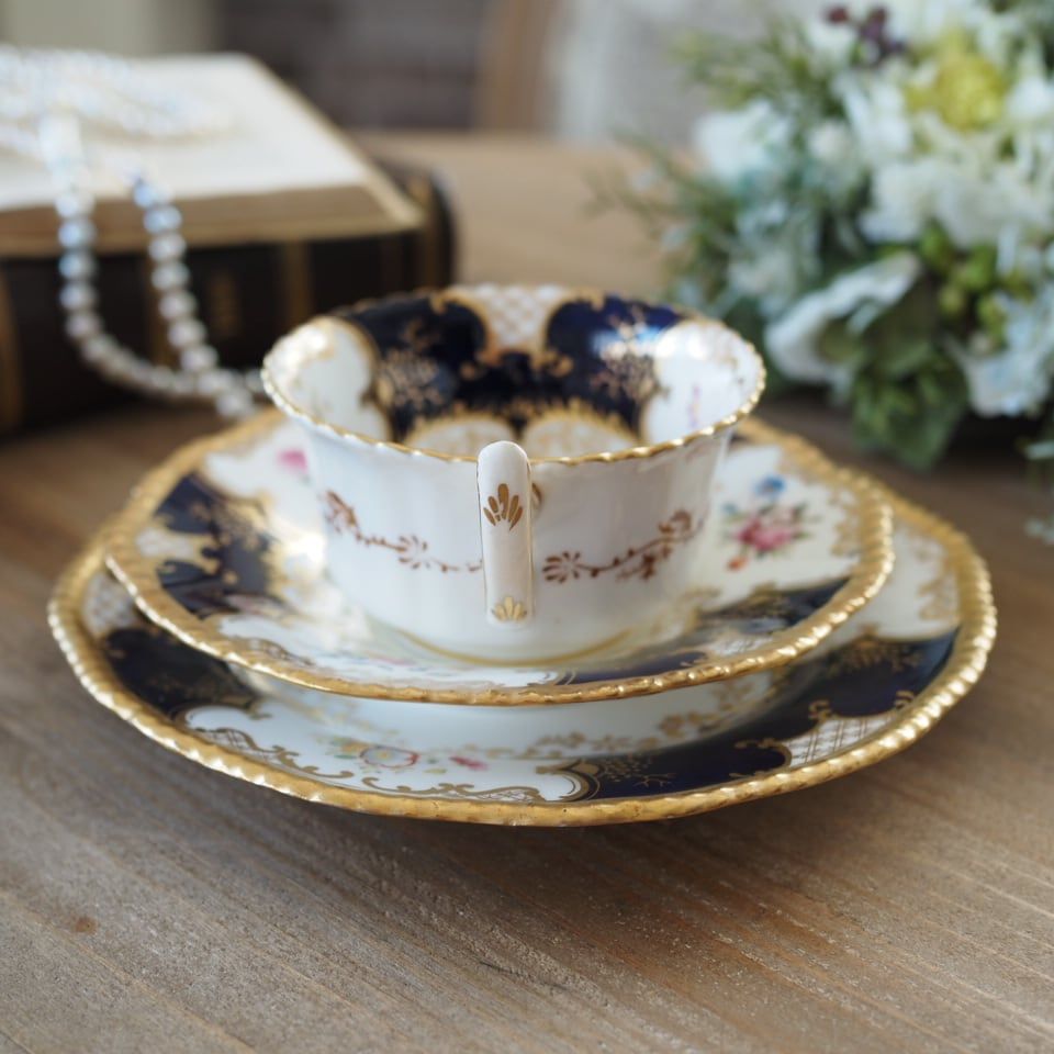 英国コールポート 希少 バットウィング・コバルト トリオA カップ