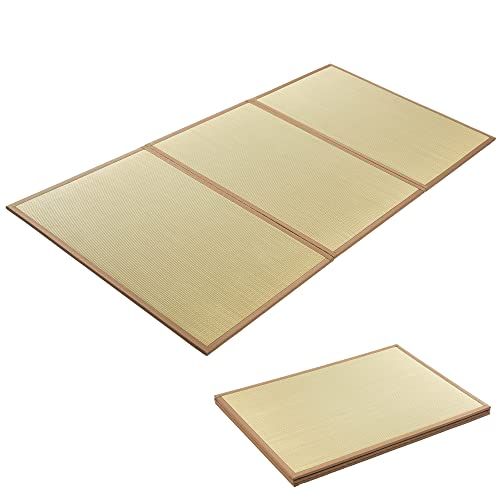 迅速に発送 い草 マットレス ユニット畳 畳マットレス シングル 100 x 210 cm 折りたたみ 三つ折り 厚め クッション 裏貼り 滑り止め付き 無染土い草 和室 和風 モダン ef 02 dc 88